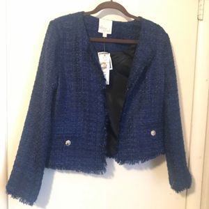 Olive & Oak Fringe Blazer nubby weave Large new